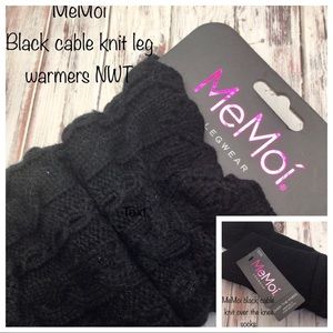 🤍NWT Set of  MeMoi Black cable knit over-the-knee socks & leg warmers